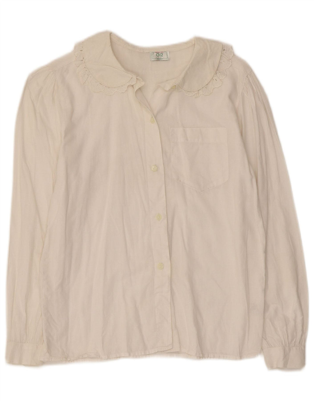 Blusa feminina Benetton UK 8 pequena algodão off white