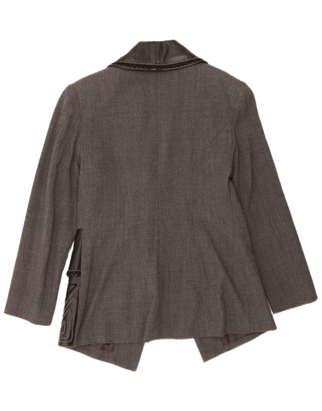Jaqueta blazer feminina vintage com 1 botão IT 46 grande lã geométrica cinza