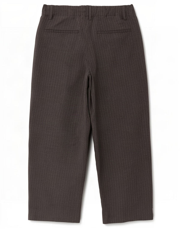 Calça feminina Zara cintura alta cortada pequena W26 L25 risca de giz cinza