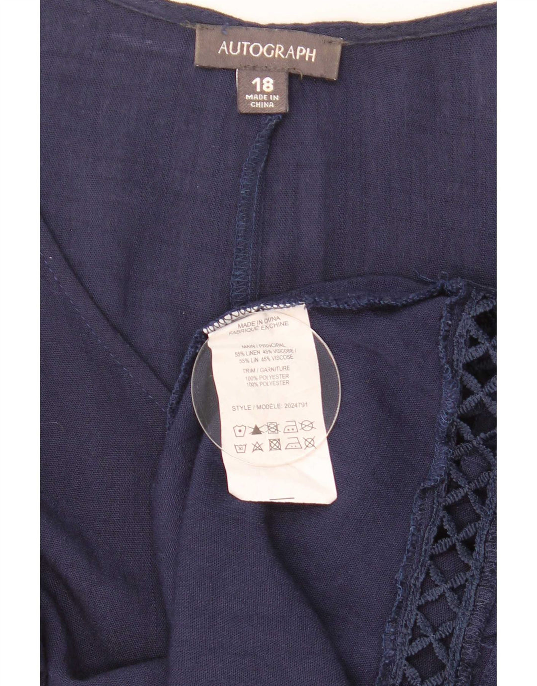 Blusa feminina Marks & Spencer Autograph Oversized Top Reino Unido 18 XL Azul marinho