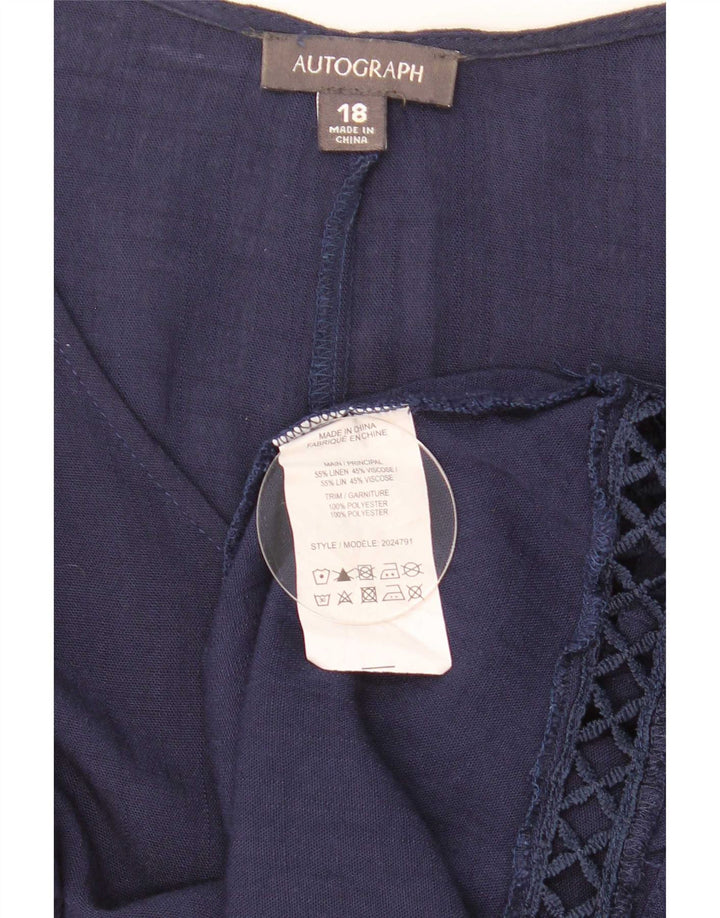 Blusa feminina Marks & Spencer Autograph Oversized Top Reino Unido 18 XL Azul marinho