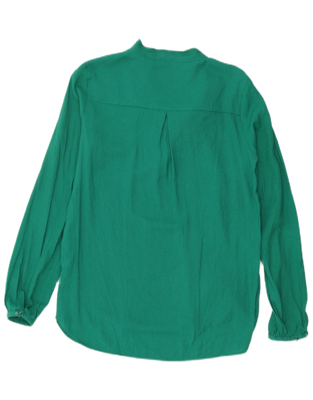 ZARA Womens Front Tie Top Long Sleeve UK 10 Small Green Viscose