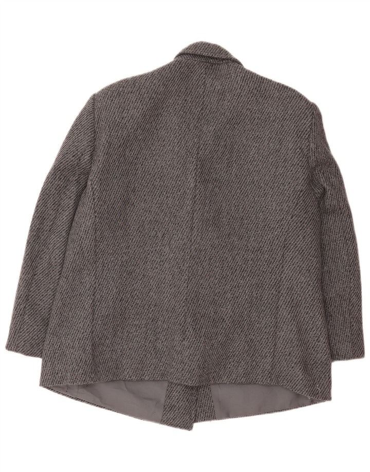 ELENA MIRO Jaqueta blazer feminina com peito duplo IT 49 XL lã virgem cinza
