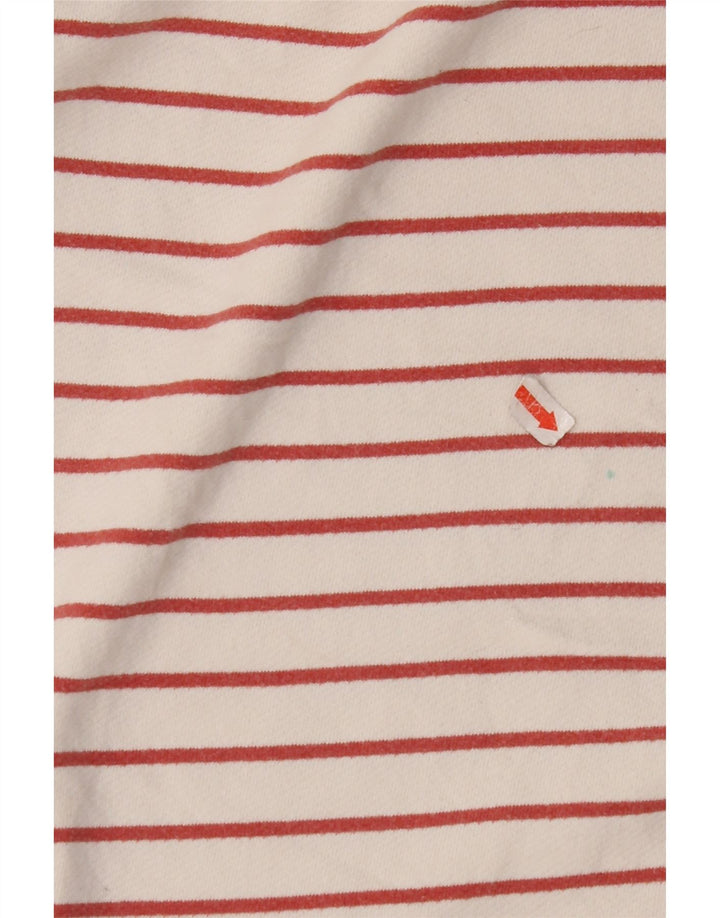 FAT FACE Top feminino de manga comprida Reino Unido 8 pequeno algodão listrado branco