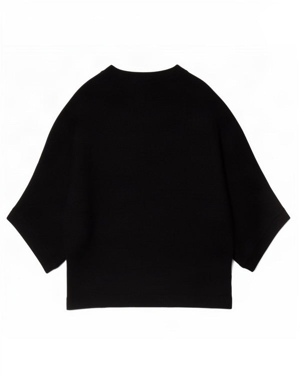 Suéter feminino Zara com gola redonda e manga 1/2 Reino Unido 14 médio azul marinho