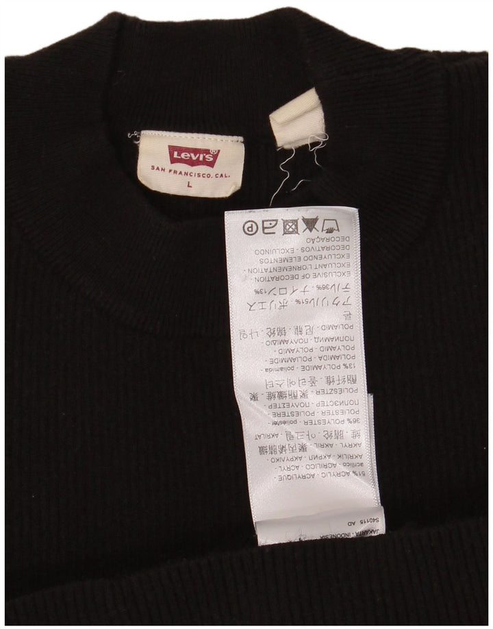 Suéter feminino Levi's com gola redonda UK 14 grande acrílico preto