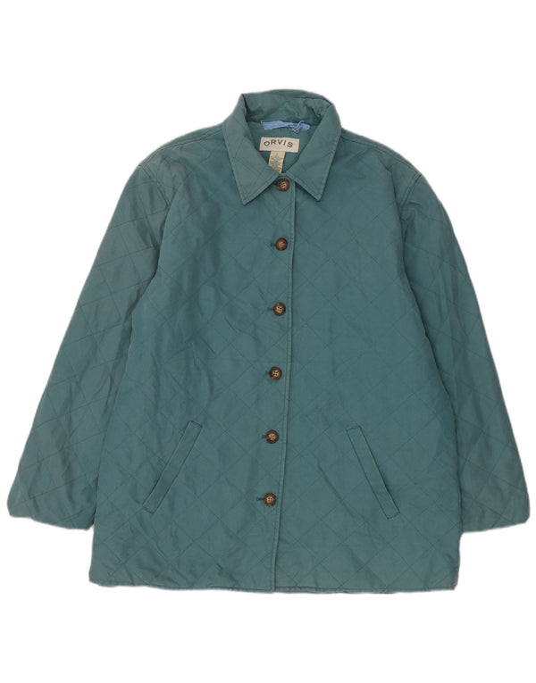Jaqueta acolchoada feminina Orvis UK 16 grande poliéster azul