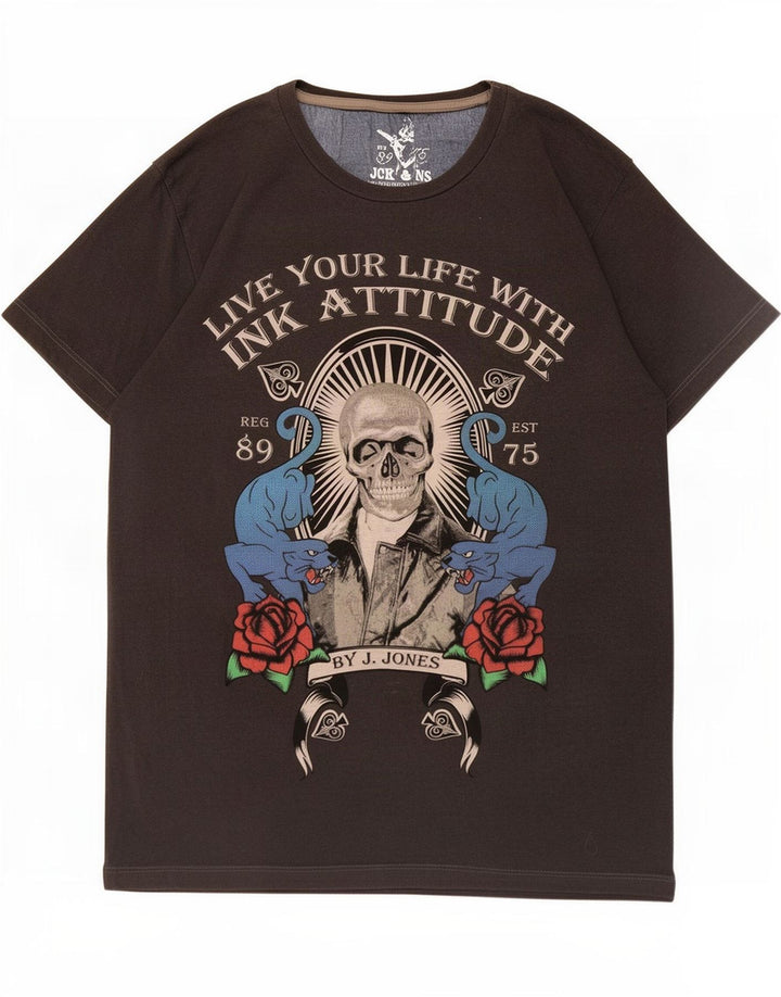Jack & Jones Camiseta masculina gráfica top pequeno cinza