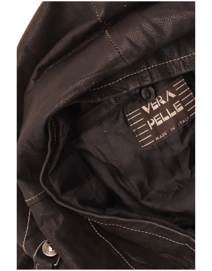 Jaqueta de couro masculina vintage UK 44 2XL couro preto