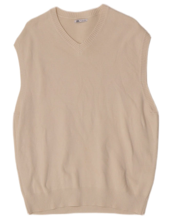Regata masculina Zara com colete grande de algodão branco