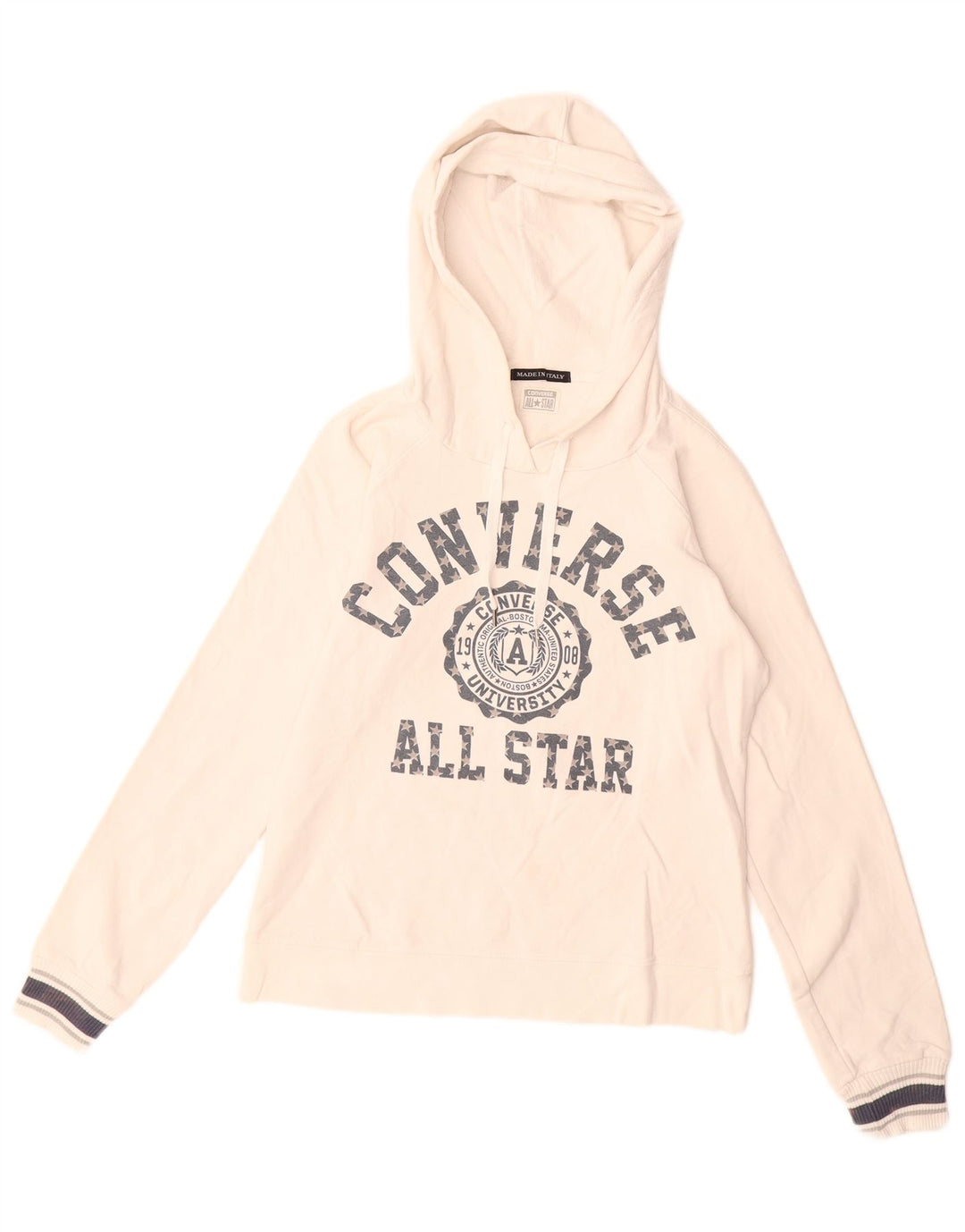 Jumper feminino com capuz gráfico CONVERSE UK 12 algodão branco médio