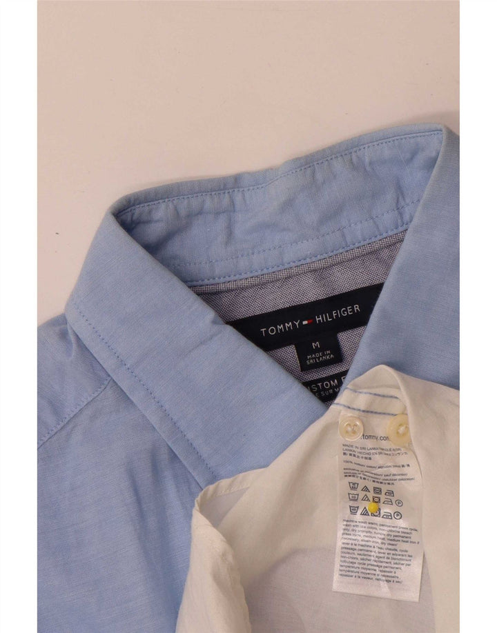 Tommy Hilfiger Camisa masculina de manga curta Custom Fit azul médio Colourblock