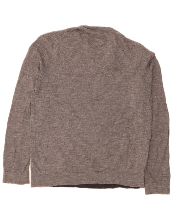 Suéter masculino Calvin Klein com gola redonda, lã merino manchada cinza médio