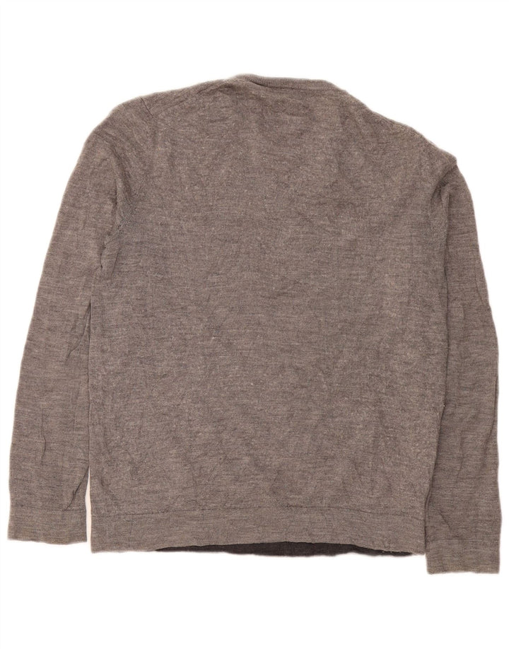 Suéter masculino Calvin Klein com gola redonda, lã merino manchada cinza médio