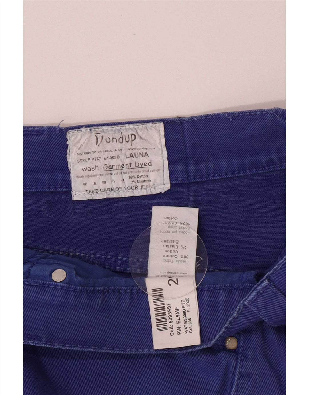 Shorts jeans Dondup feminino regular fit Reino Unido 12 médio W29 algodão azul