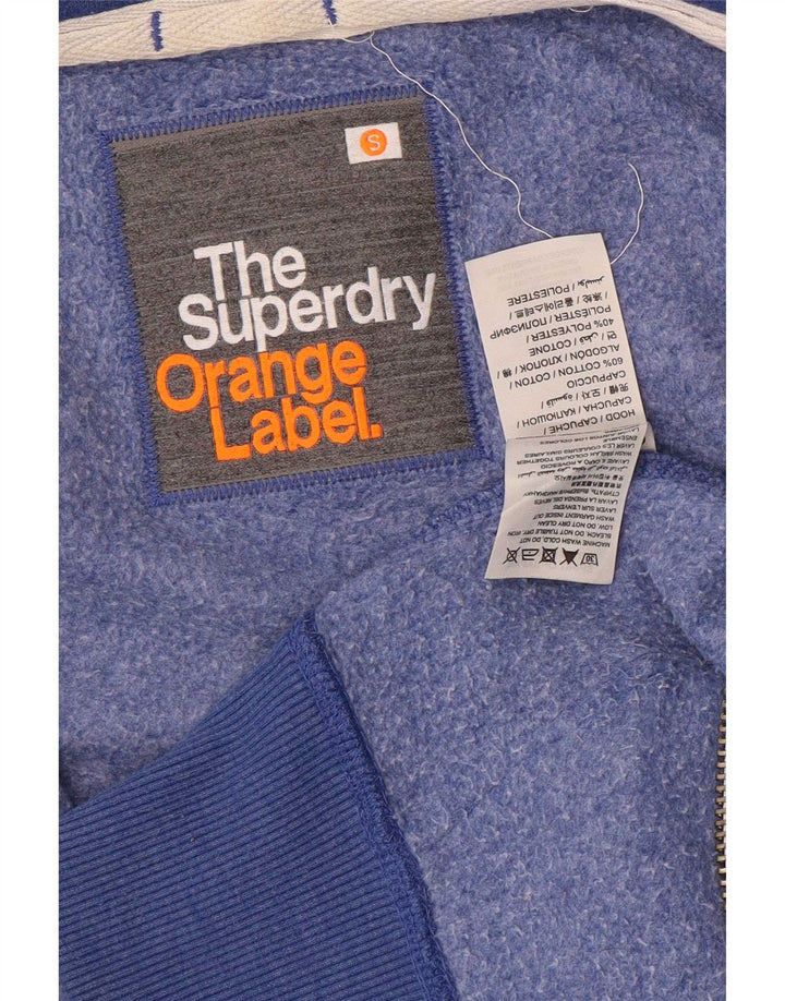 Suéter masculino Superdry com capuz e zíper pequeno azul algodão