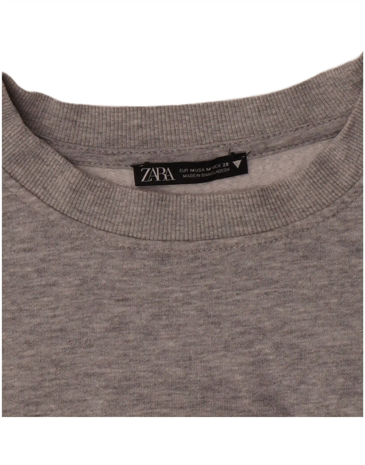 Zara Womens Crop Sweatshirt Jumper Reino Unido 12 Médio Cinza