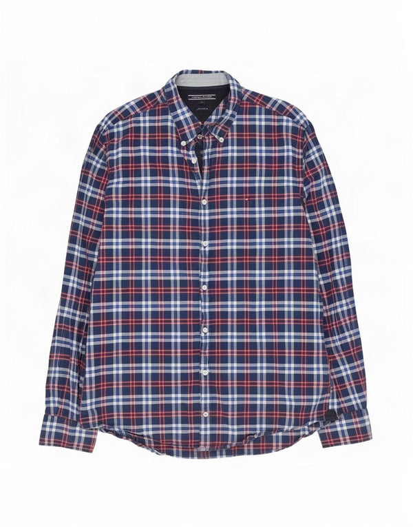 Camisa masculina Tommy Hilfiger New York Fit XL azul marinho algodão xadrez
