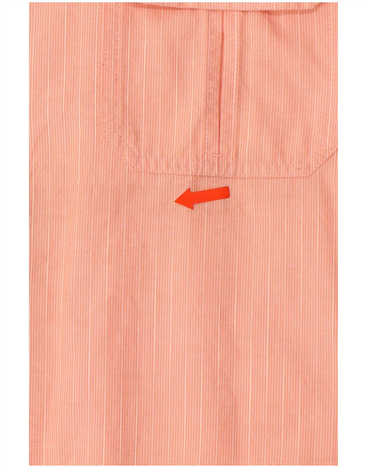 IZOD Camisa masculina de manga curta grande algodão listrado laranja