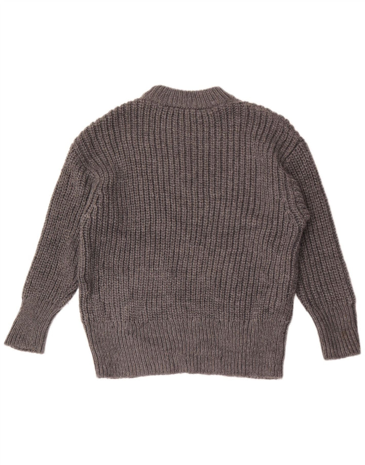 Zara Suéter feminino oversized com gola canoa Reino Unido 10 pequeno poliéster cinza