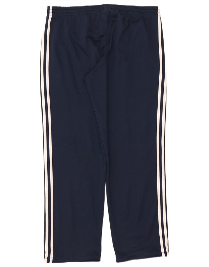 Calça de treino masculina Adidas UK 44/46 grande poliéster azul marinho