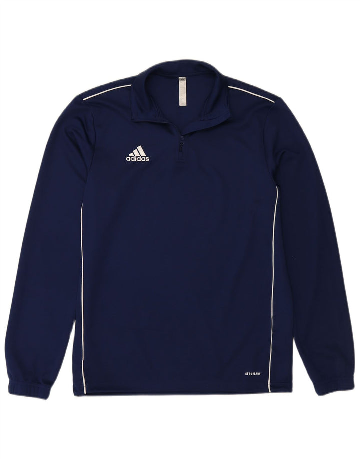 ADIDAS Mens Aeroready Zip Neck Pullover Treino Top Médio Azul Marinho