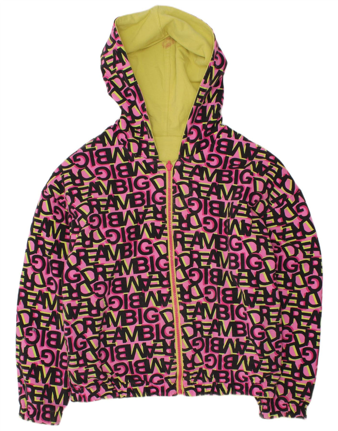 Jaqueta reversível com capuz gráfico VINTAGE para meninas 11-12 anos algodão rosa