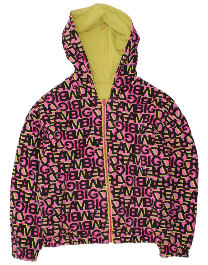 Jaqueta reversível com capuz gráfico VINTAGE para meninas 11-12 anos algodão rosa