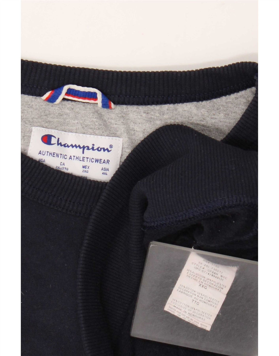 Champion moletom gráfico masculino jumper 2XL algodão azul marinho