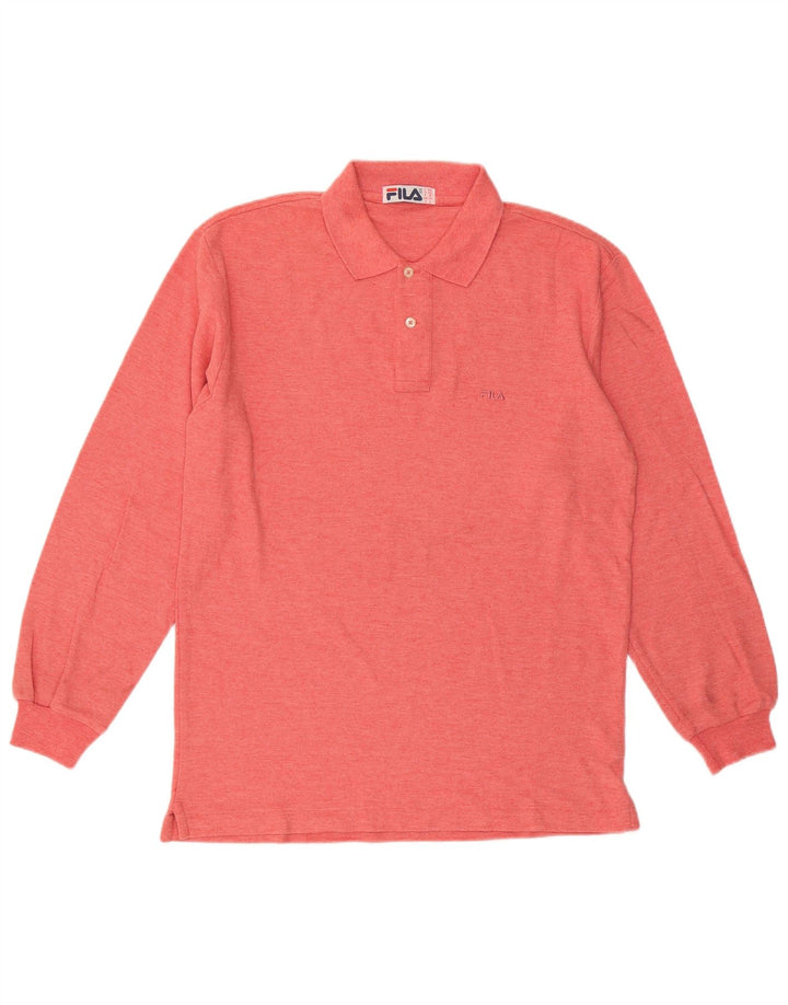 Camisa polo masculina de manga comprida FILA IT 48 algodão rosa médio
