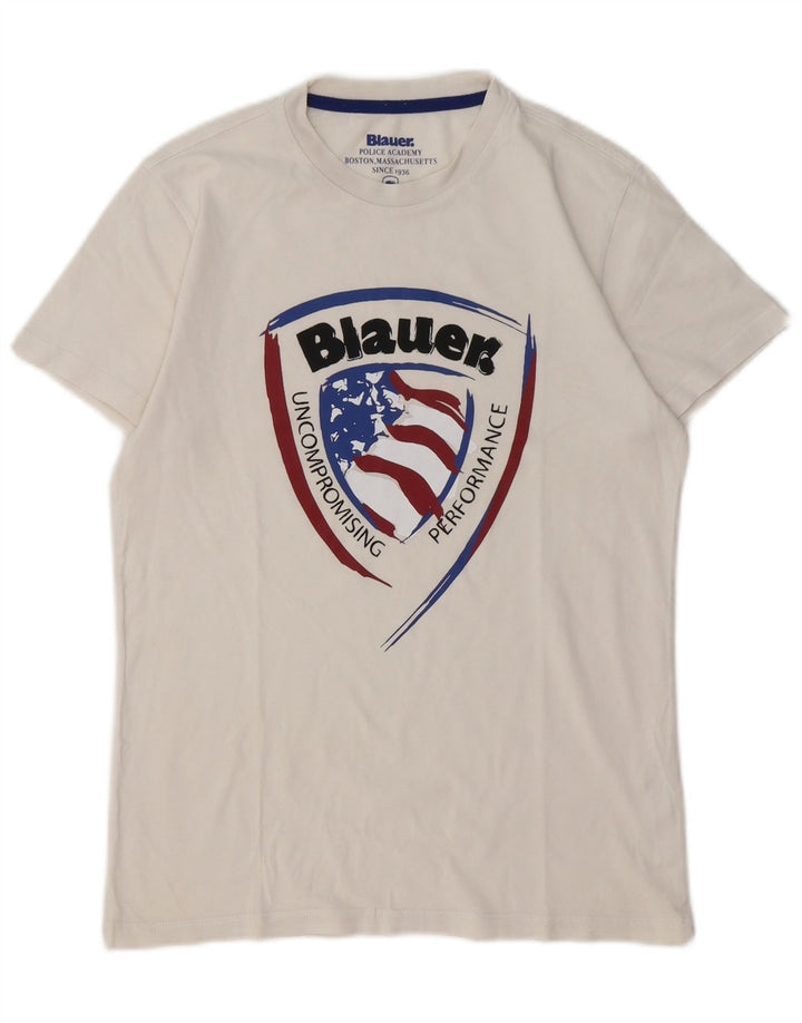 Camiseta gráfica BLAUER Boys 13-14 anos algodão branco