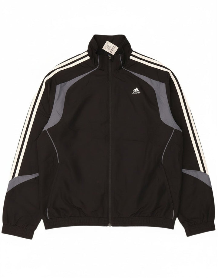 Adidas Mens Tracksuit Top Jacket UK 42/44 Grande Preto Colorblock Poliéster