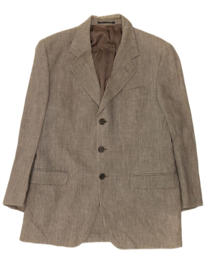 Jaqueta Blazer Masculina Fendi com 3 Botões IT 50 Linho Cinza Grande