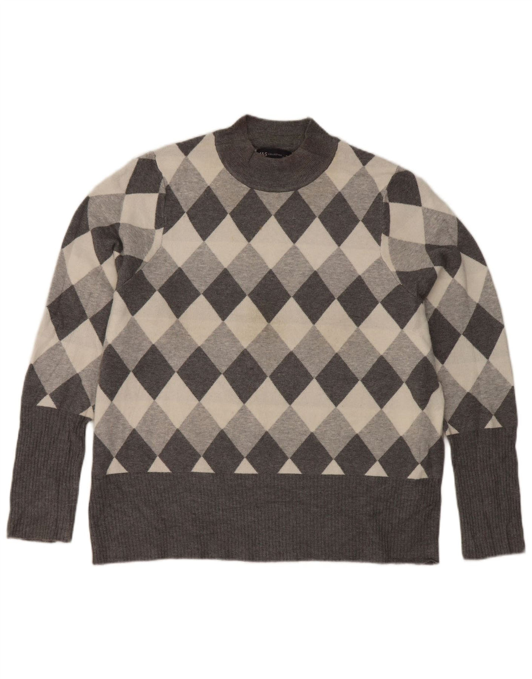 Suéter feminino Marks & Spencer com gola tartaruga Reino Unido 22 3XL cinza