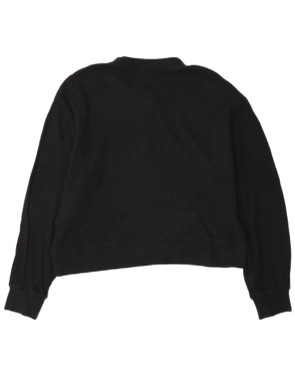 Moletom feminino Vans com decote em botão e corte oversized UK 10 pequeno preto
