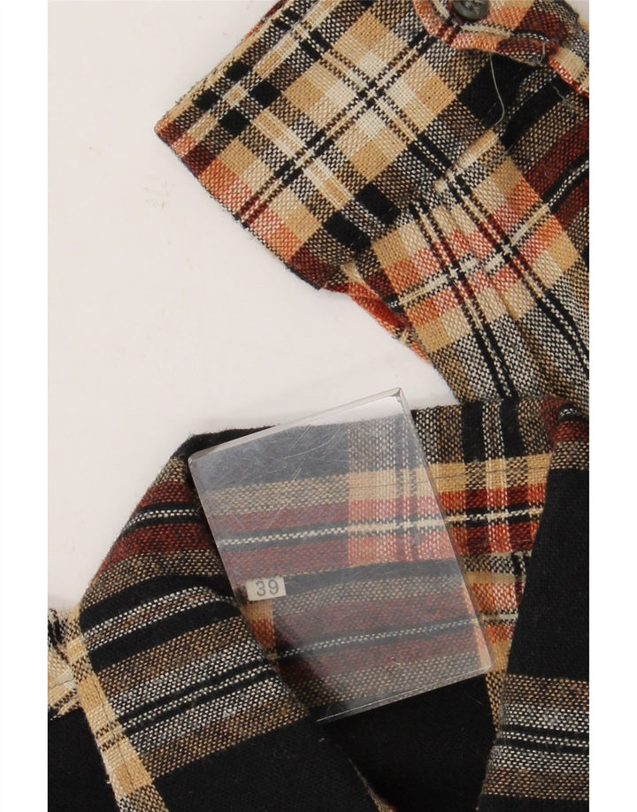 Camisa masculina de flanela vintage tamanho 39 poliacrílico xadrez multicolorido médio