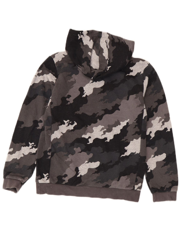 Suéter com capuz gráfico Adidas Boys 11-12 anos cinza camuflado algodão