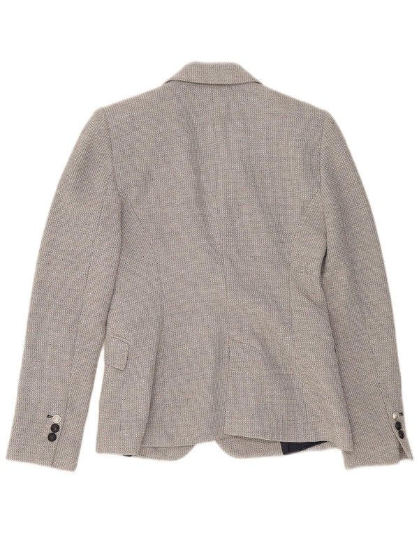 Jaqueta blazer feminina Zara com 2 botões Reino Unido 10 viscose cinza pequena