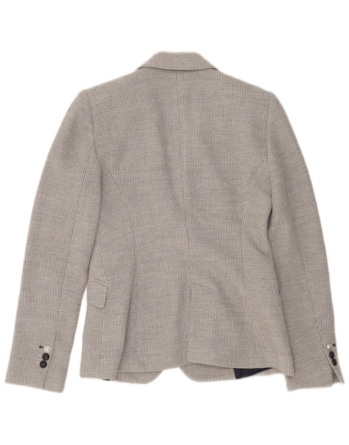 Jaqueta blazer feminina Zara com 2 botões Reino Unido 10 viscose cinza pequena