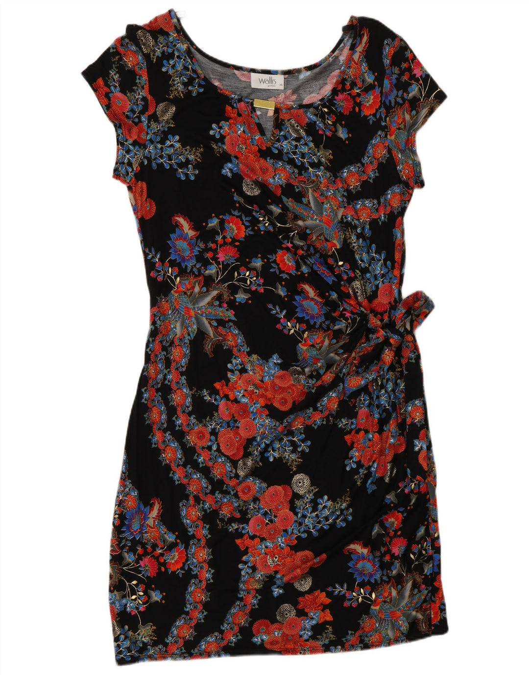 Vestido feminino Wallis UK 16 grande viscose floral multicolorida