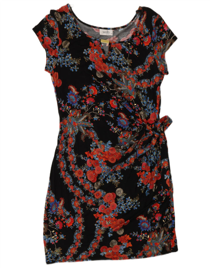 Vestido feminino Wallis UK 16 grande viscose floral multicolorida