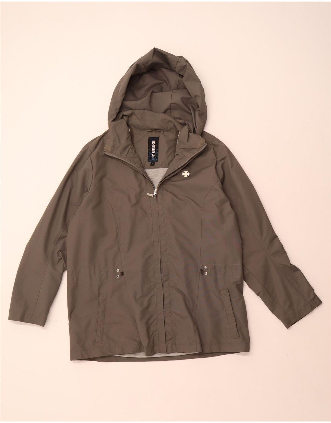 Jaqueta de chuva feminina com capuz BRUGI UK 18 XL cinza poliamida