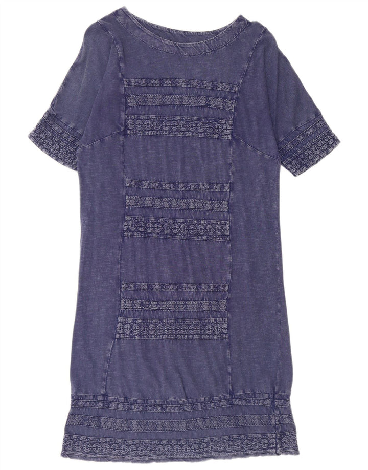 Vestido feminino White Stuff UK 12 algodão azul marinho médio