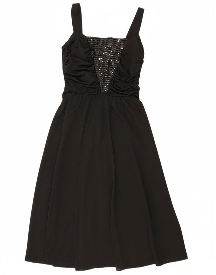 Vestido maxi feminino Hermann Lange sem mangas coquetel UE 40 médio preto