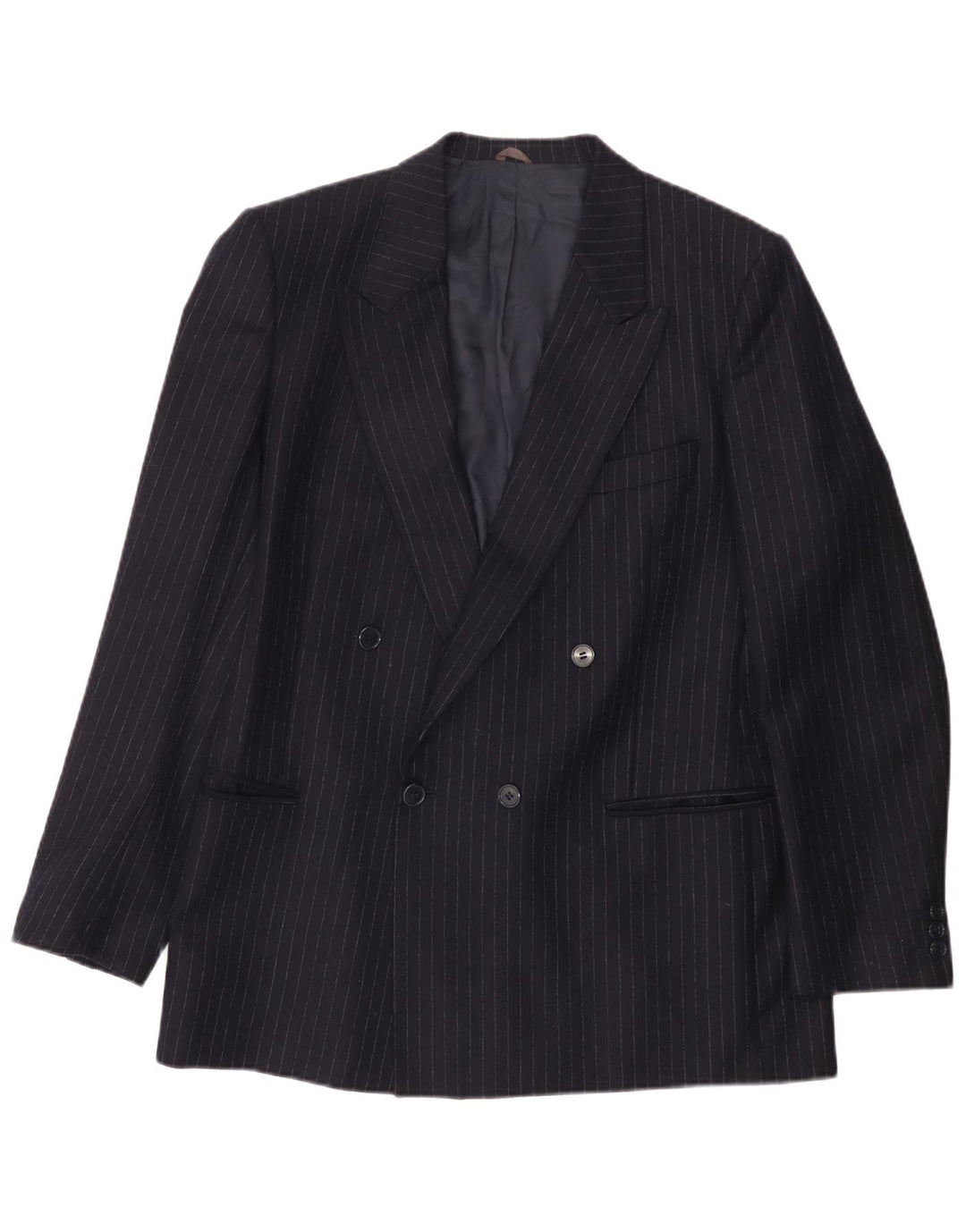 Jaqueta blazer masculina Lubiam com peito duplo Reino Unido 38 risca de giz azul marinho médio