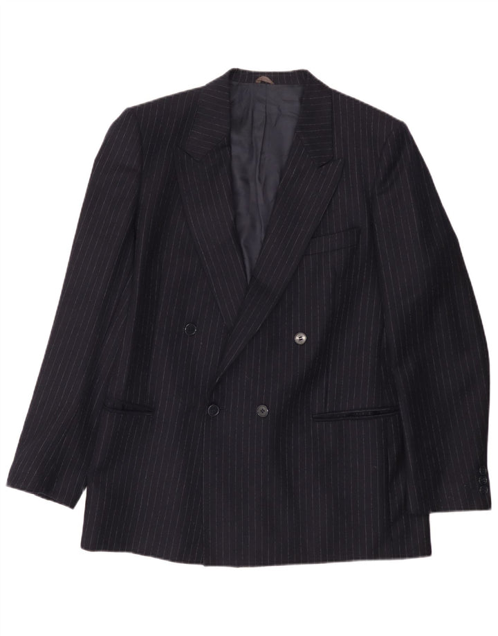 Jaqueta blazer masculina Lubiam com peito duplo Reino Unido 38 risca de giz azul marinho médio