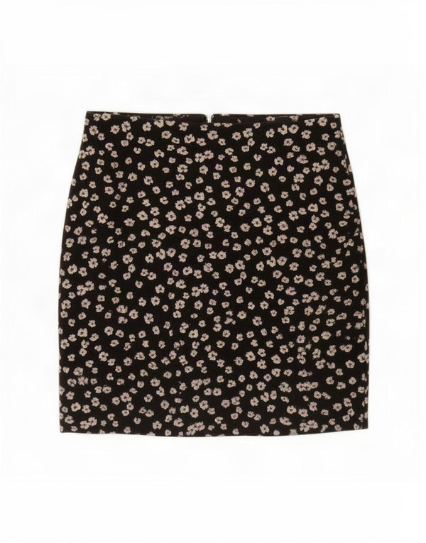 Dorothy Perkins Womens Mini Skirt UK 8 Small W27 Black Floral Polyester