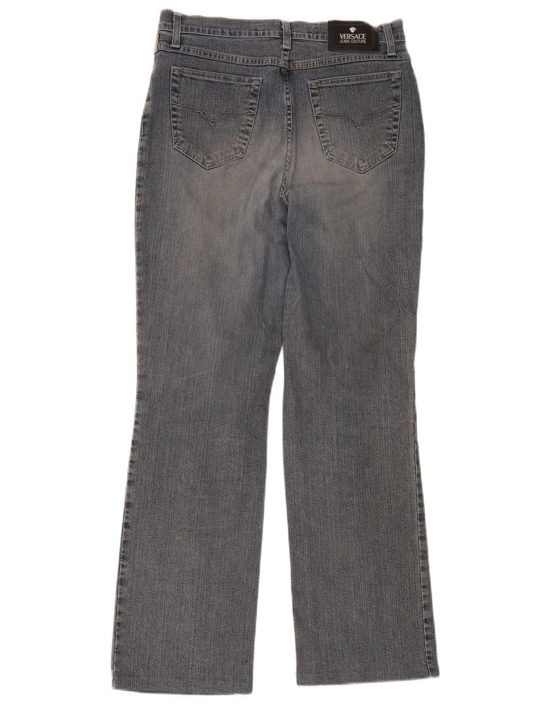 Jeans retos femininos Versace IT 50 XL W36 L30 azul algodão