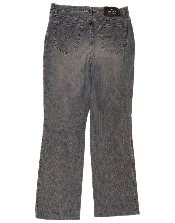 Jeans retos femininos Versace IT 50 XL W36 L30 azul algodão