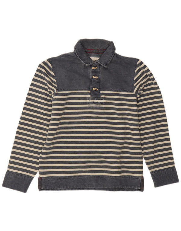 Fat Face Mens Polo Pescoço Moletom Jumper Pequeno Algodão Listrado Azul